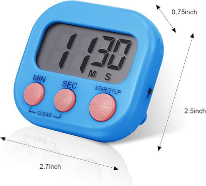 Weewooday 6 Pcs Large Classroom Timers Stopwatch Magnetic Kitchen Digital Timer Electronic Countdown Multi Function Loud Alarm Stopwatch for Cooking Sports Study Work Exercise Oven (6 Colors)