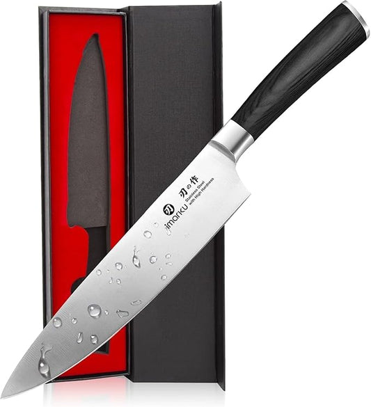 imarku Chef Knife - Pro Kitchen Knife 8 Inch Chef's Knives Japanese SUS440A Stainless Steel Sharp Paring Knife with Ergonomic Handle, Black Handle, Christmas and Thanksgiving Gifts for men and Women by imarku