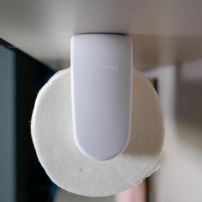 simpletome Paper Towel Holder Under Cabinet or Wall Mount ONE Hand Operation Tension Arm Kitchen Roll Holder (White, for 24-28cm/9.4-11inches roll)