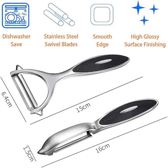FUHUY Vegetable, Apple Peelers for kitchen, Fruit, Carrot, Veggie, Potatoes Peeler, Y-Shaped and I-Shaped Stainless Steel Peelers, with Ergonomic Non-Slip Handle & Sharp Blade, Good Sturdy (2PCS) - Image 2