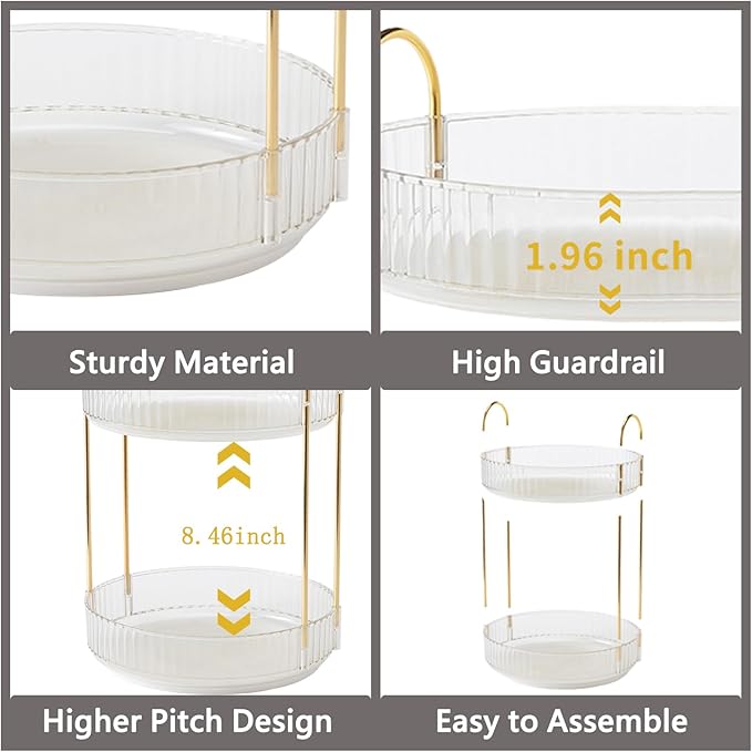 Asayuee 360 Rotating Makeup Organizer,3 Tier Large Capacity Make Up Organizers and Storage,Skincare Perfume Vanity Organizers,Bathroom Cosmetics Storage Organizer Countertop (Clear-3 Tier) - Image 4