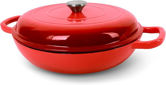 Enameled Cast Iron Dutch Oven, 3.8 Quart Dutch Oven Pot with Lid, Non Stick Cast Iron Pot, Round Oven Safe up to 500°F, Use for Marinate, Cook, Bake and Serve – Gradient Red