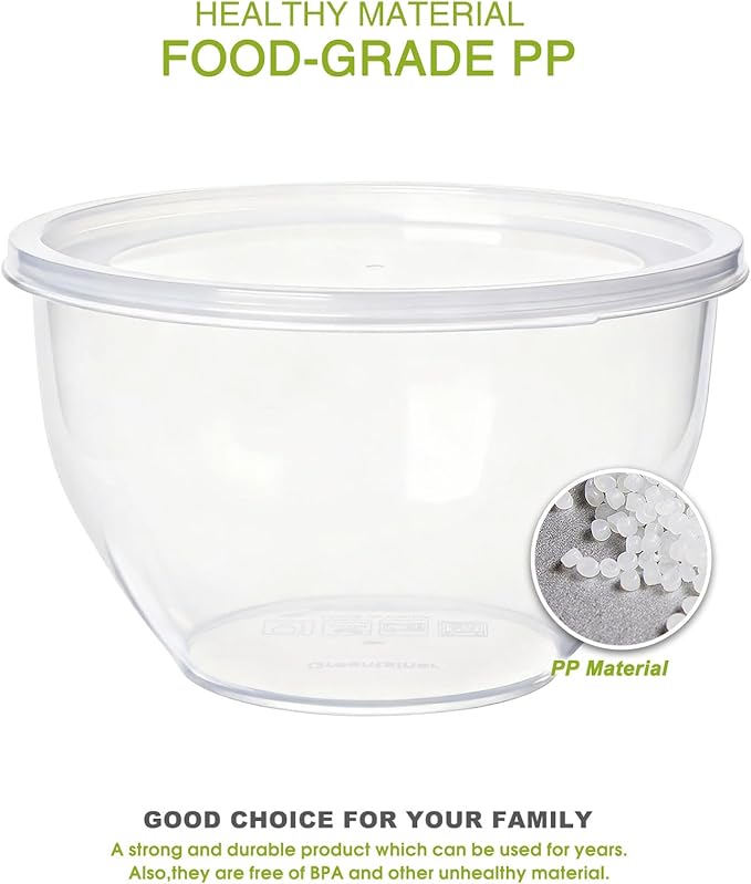 Greentainer Plastic Mixing Bowls with Lids Set for Kitchen, 5 Set Nesting Bowls for Mixing, Baking, Prepping, Cooking and Serving Food, Mixing Bowls Dishwasher, Microwave Safe - Image 7