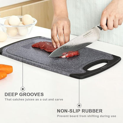 Viretang Plastic Cutting Boards Set of 3 Extra Large for Kitchen, Thick Chopping Board with Deep Juice Grooves, Non‑Slip Feet, Easy Grip Handle, BPA Free, Dishwasher Safe,Black - Image 7