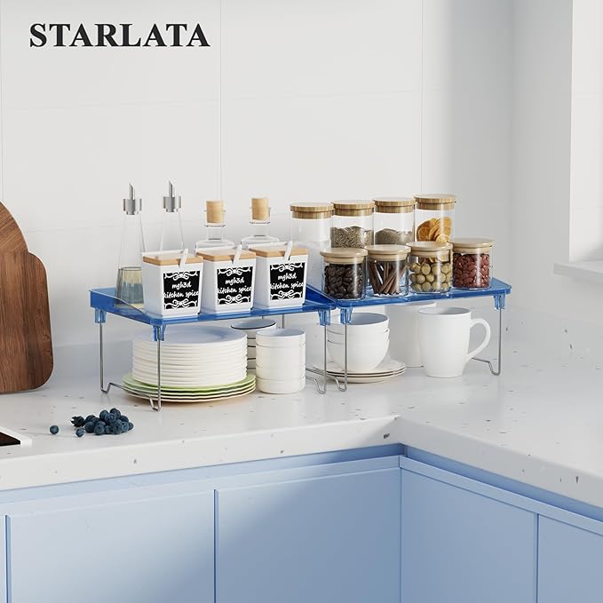 STARLATTA Acrylic Cabinet Organizer Shelf,4 Pcs Stackable Kitchen Counter Shelves,Spice Rack,Countertop Organizers,Clear Plastic Storage Organization for Makeup, Bathroom,Cupboard,Desk,Pantry - Image 2