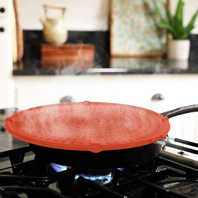 Splatter Screen for Frying Pan, Grease Splatter Guard, Heat-Resistant Splatter Guards for Frying, Silicone Splatter Guard for Everyday Cooking, Dishwasher Safe, Red （16in×12in×0.5in） - Image 6