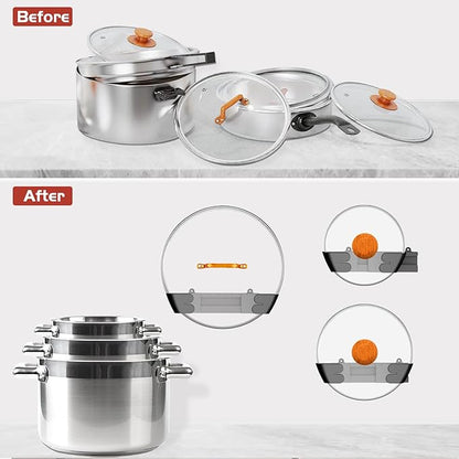 Adjustable Universal Pot Lid Holder Organizer for Cabinet - Upgraded Patented 6 Pack Pan Lids Organizers Inside Door Wall Mount Pots Top Rack for Kitchen Cupboard Fit 6" to 13" (Black) - Image 6