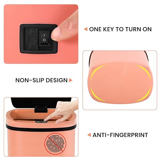 13 Gallon Trash Can | 50L Sensor Automatic Kitchen Trash Can with Lid | Touchless Garbage Bin Odor-Control for Kitchen, Office, Bedroom, Living Room (1 Pack, Pink) - Image 4