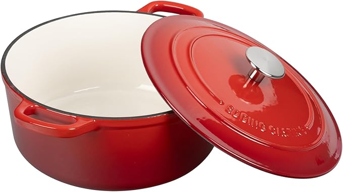 EDGING CASTING Enameled Cast Iron Dutch Oven Pot with Lid, 7 Quart, Round Dutch Ovens, Bread Oven Dual Handles, for Bread Baking, Oven Safe up to 500°F, Red - Image 7