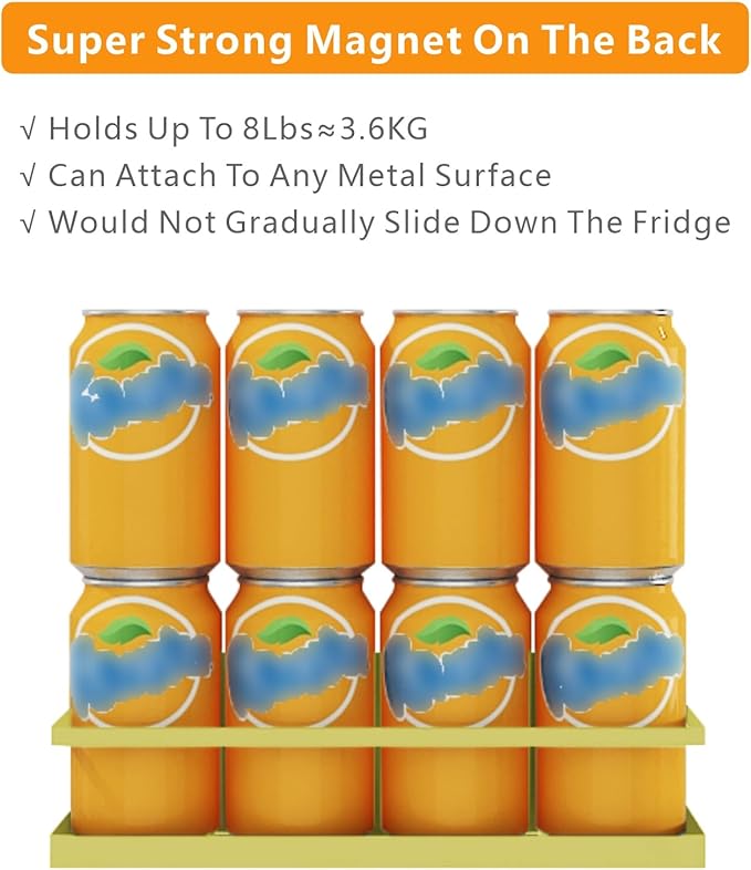 Magnetic Spice Rack For Refrigerator Magnetic Fridge Shelf For Kitchen Spice Organizer Magnetic Shelf For Fridge Space Saving Yellow 4 Pack With Magnetic Paper Towel Holder - Image 3