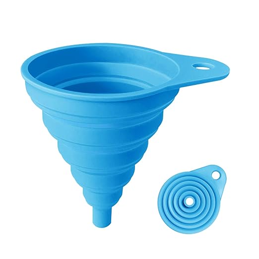Funnels for Kitchen Use, Food Grade Silicone Collapsible Kitchen Funnel (Blue) by ANNIOCA
