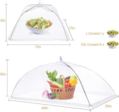 Food Covers for Outside - 3 Extra Large (40 x 25 in) & 9 Large (17 x 17 in) Food Tents/Food Covers for Outdoors Mesh Screen, Picnic Pool Party Supplies, Pop-Up and Collapsible - Image 3