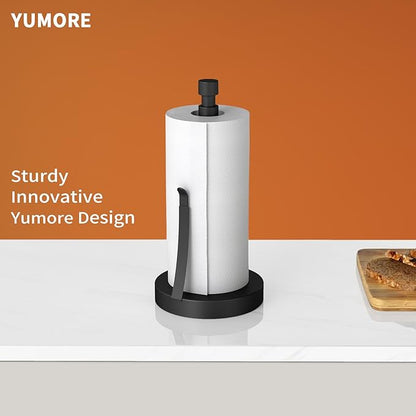 YUMORE Paper Towel Holder Countertop, Paper Towel Holder with Weighted Base Non Slip, Standing Paper Towel Roll Holder for Kitchen Bathroom, Stainles Steel - Image 2