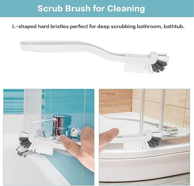 8 Pcs Dish Brush Bottle Bathroom Scrub Brushes Kitchen Cleaning Brush Right Angle Kitchen Brush Sink Household Pot Pan Edge Corners Tile Lines Brush with Stiff Bristles - Image 5