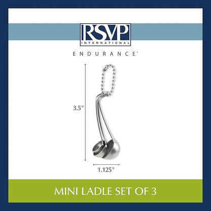 RSVP International Endurance Kitchen Collection Measuring Tools, Dishwasher Safe, Mini Ladles, 3 Piece, Stainless Steel