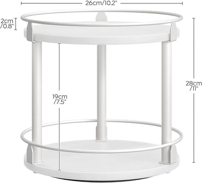 YATINEY Spice Rack, Set of 2 Lazy Susan Organizer, 2-Tier Turntable Organizer For Cabinet, Compact and Versatile, for Kitchen Countertop, White SR22L2WW