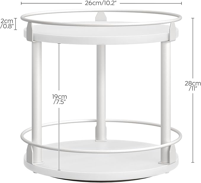 YATINEY Lazy Susan Organizer, Rotating Spice Rack, 2 Tier Spice Turntable Organizer, Industrial Turntable Spice Holder, for Kitchen Countertop, Compact and Versatile, White SR22WW - Image 8