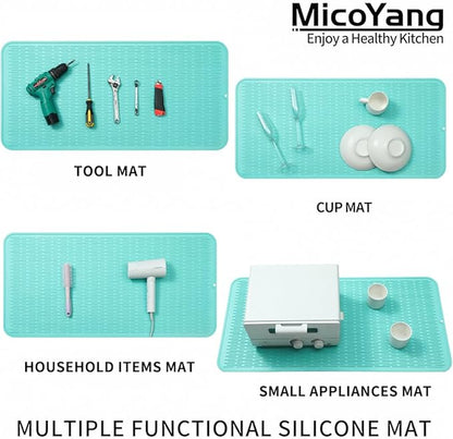 MicoYang Silicone Dish Drying Mat for Multiple Usage,Easy clean,Eco-friendly,Heat-resistant Silicone Mat for Kitchen Counter or Sink,Refrigerator or Drawer Liner Mint 5XL 36inches x 18inches - Image 4