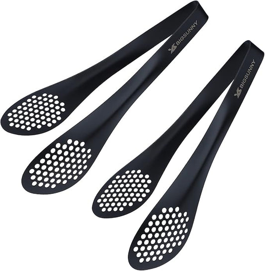 MSY BIGSUNNY Stainless Steel Buffet Tongs - Kitchen Food Tong for Cooking and Serving (Black - 9" Serving Tongs) by MSYBIGSUNNY