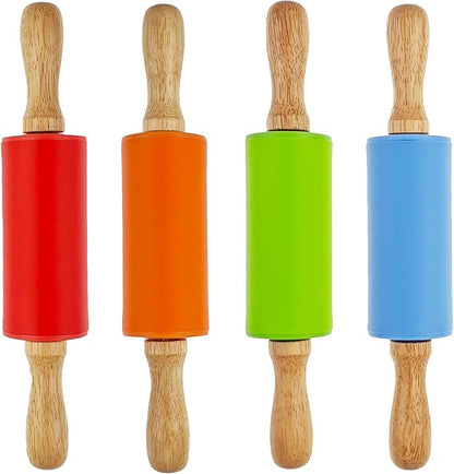 4 Pack Small Rolling Pin for Kids, Kids Rolling Pin for Home Kitchen (9 Inch) by Miokun