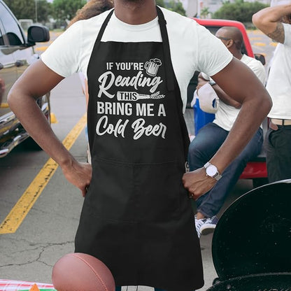SANDJEST Funny Mens Aprons with Pockets for BBQ Grilling Cooking Grandpa Husband Apron for Birthday Christmas Father's Day