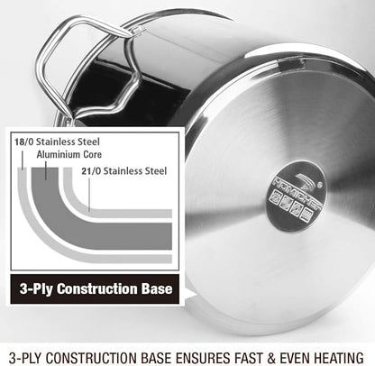 HOMICHEF Stock Pot 8 Quart with Lid Nickel Free Stainless Steel - Mirror Polished Stockpot 8 QT with Lid - HEALTHY COOKWARE Stockpots 8 Quart - Soup Pot for Induction Cooktop - Image 5