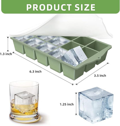 FANYITY Silicone Ice Cube Tray with Lid, Mixed, Pack of 4 Ice Cube Moulds, Silicone Mould, BPA-Free, Stackable Ice Cube Tray, Ice Cube Trays for Baby Porridge, Cocktail, Whiskey, Coffee