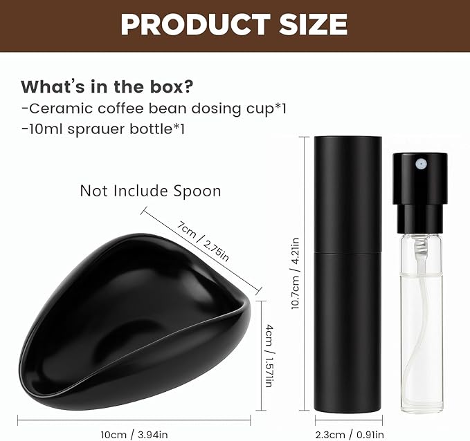 Ceramic Coffee Bean Dosing Cup + Sprayer Gift Set, Spoon Rest, Mini Coffee Spoon Holder for Tea Spoons Stirrers, Coffee Station Decor, Espresso Coffee Bar Accessories & Essentials(Not Include Spoon) - Image 2