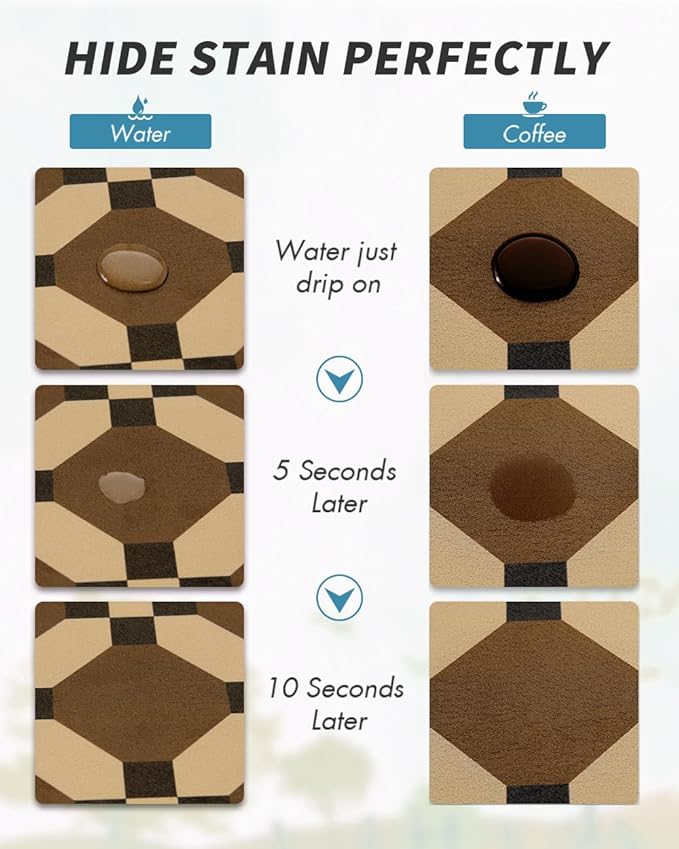 AMOAMI Coffee Mat Hide Stain Rubber Backed Absorbent Dish Drying Mat for Kitchen Counter - Fits Under Coffee Maker or Machine - PEANUT 12X19 - Image 2