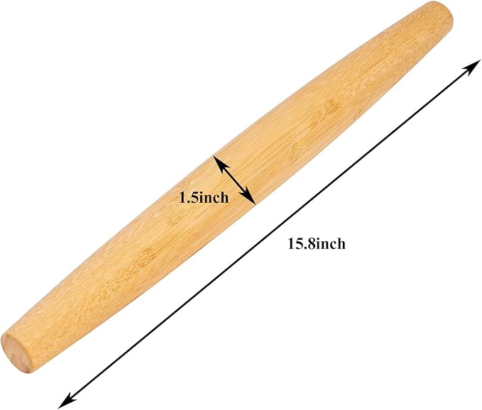 Classic French Rolling Pins Bamboo Wooden Rolling Pin for Baking Pizza Dough Pie Cookie, 15.8-Inch - Image 6