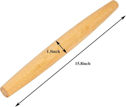 Classic French Rolling Pins Bamboo Wooden Rolling Pin for Baking Pizza Dough Pie Cookie, 15.8-Inch - Image 6
