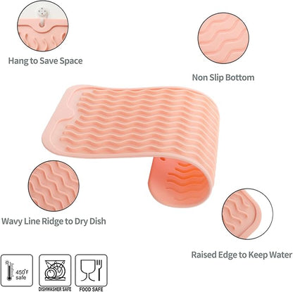 MicoYang Silicone Dish Drying Mat for Multiple Usage,Easy clean,Eco-friendly,Heat-resistant Silicone Mat for Kitchen Counter or Sink,Refrigerator or Drawer Liner Pink S 12 inches x 6 inches - Image 3