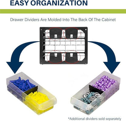 Akro-Mils 64-Drawer Plastic Drawer Storage Cabinet for Garage Organization, Bead Organizer, Building Bricks Storage, Teacher Toolbox, Makeup Organizer, 20-Inch W x 6-Inch D x 16-Inch H, 10164 Yellow - Image 7