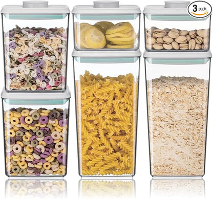 Ankou Airtight Food Storage Container Sets with Lids 6Pcs Pop Containers for Kitchen Pantry Organization BPA-Free Stackable Kitchen Storage Containers for Cereal Flour Sugar (0.5, 1.2, 1.8qt)*2 by ANKOU