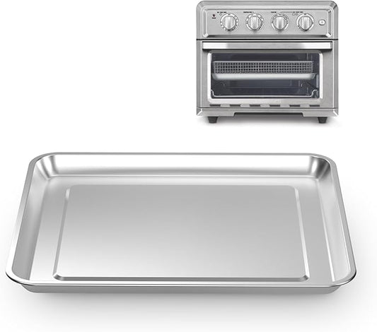 Half Baking Sheet Pan, 12.4"x11" Stainless Steel Air Fryer Tray Replacement for Cuisinart Air Fryer TOA-060 TOA-065 Bakeware Oven Tray Accessories, NonStick Baking Trays for Oven Cooking and Broiling