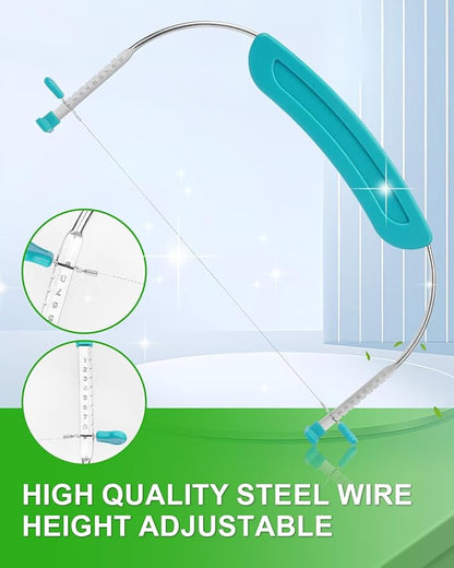 Adjustable Cake Slicer Leveler Small Cake Cutter Slicer for Leveling Tops of Layer Cakes Professional Baking Tool with Stainless Steel Wires and Sea Blue Handle