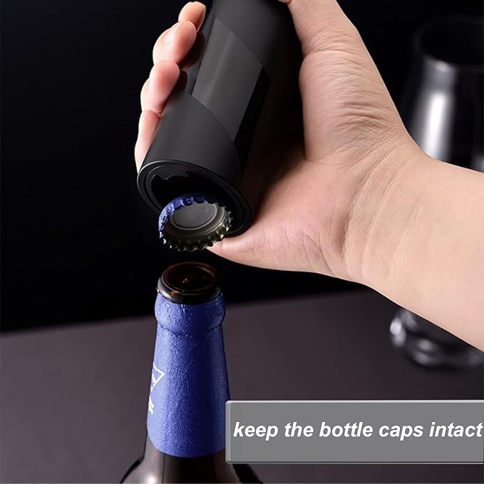 YUDANSI Push Down Bottle Opener, Automatic Beer Bottle Openers, Stainless Steel Instant-no-Cap Mover, Funny Kitchen Gadgets, Beer Bar Accessories Gifts for Him Her, Magnetic Corkscrew