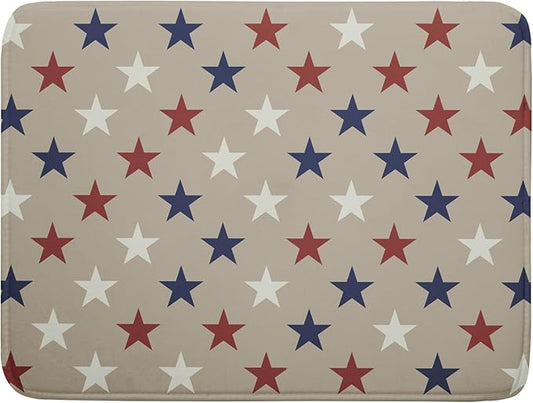 Patriotic July of 4th Blue Red White Star Dish Drying Mat for Kitchen Counter 18x24 Independence Day Absorbent Reversible Microfiber Drying Mats Kitchen Countertop Protector Dishes Drainer Rack Pad by Aytipun