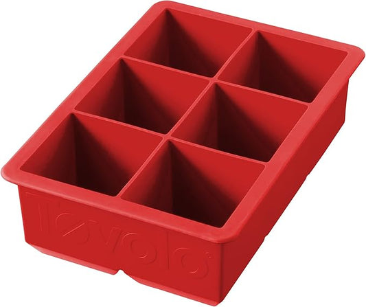 Tovolo, Large King Craft Ice Mold Freezer Tray of 2" Cubes, BPA-Free Silicone, Single, Candy Apple by Tovolo