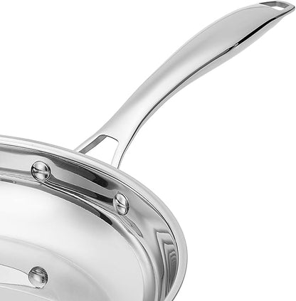 Amazon Basics 2-Piece Stainless Steel Induction Frying Pan Set, Oven Safe, Riveted Handle, Heat Distributes Evenly, 8-inch & 10-inch, Silver - Image 3
