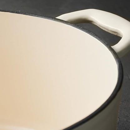 Tramontina Bestow Enameled Cast Iron Oval Dutch Oven Pot with Lid, Large 7-quart, Latte (Gold Knob) - Image 4