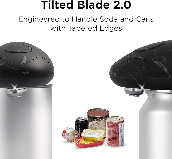 Kitchen Mama Auto 2.0 Electric Can Opener: Blade Opens Almost Any Can Pop or Soda Can - Automatic, Hands Free, Safe, Smooth Edge, Lid Remover, Battery Operated, Cordless, YES YOU CAN (Marble Black) - Image 4