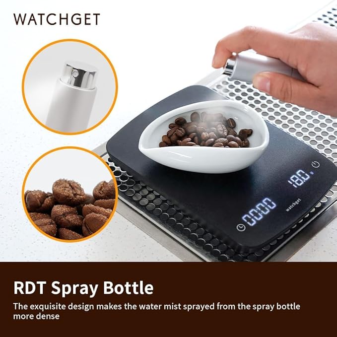 watchget Coffee Bean Dosing Cup & Static Reduction Spray Bottle Kit for Espresso Bar, Ceramic Single Dose Tray for Brewing/Tea, Barista Accessories Set, White - Image 5
