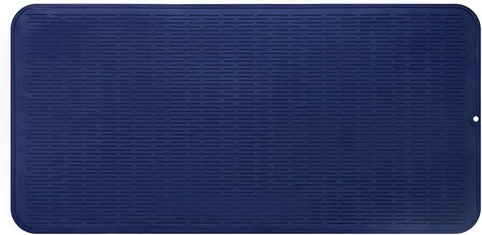 MicoYang Silicone Dish Drying Mat for Multiple Usage,Easy clean,Eco-friendly,Heat-resistant Silicone Mat for Kitchen Counter or Sink,Refrigerator or Drawer Liner Navy Blue 5XL 36inches x 18inches by MicoYang