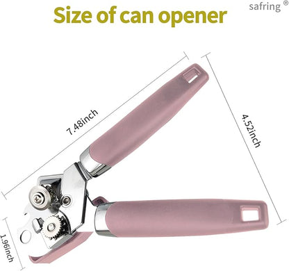 Safring Can Opener Manual, Handheld Strong Heavy Duty Stainless Steel Can Opener, Comfortable Handle, Sharp Blade Smooth Edge, Can Openers with Multifunctional Bottle Opener, Pink - Image 2