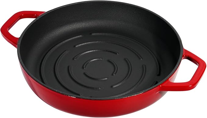 Flavehc Cast Iron Bread Oven With Cloche Lid for Baking - Red Enameled Dutch Oven With Dome Lid for Sourdough - 5 qt - Image 4