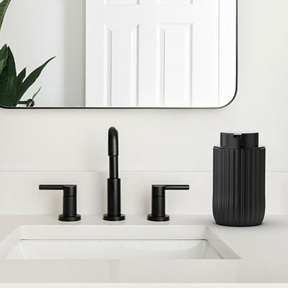 Ceramic Foaming Hand Soap Dispenser 2Pack，12 oz Bathroom Soap Dispensers， Lotion Dispenser for Kitchen, Refillable Matte Streaks Soap Dispenser with Large Pump (Black-2Pack)