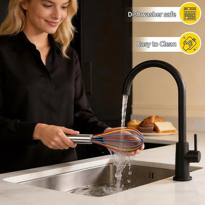 Silicone Whisk Set,Stainless Steel Handle Whisk 8" 10" 12" Rubber Whisks Cooking Non Scratch High Heat Resistant,Balloon Egg Beater for Whisking,Beating,Blending Ingredients,Mixing Sauces,Rainbow - Image 8