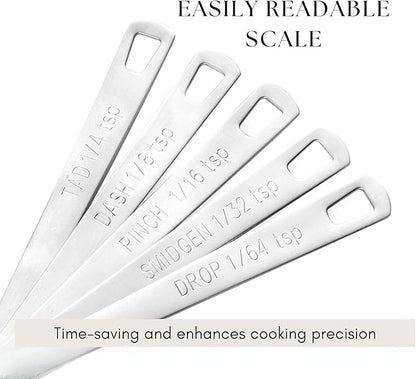 2 Pack Teaspoon Measuring Spoons, 1/4 tsp, 1/8 tsp, 1/16 tsp, 1/32 tsp, 1/64 tsp Mini Measuring Spoons Set, Stainless Steel Cooking Baking Tiny Measuring Spoon for Powders, Spices, Salt - Image 4