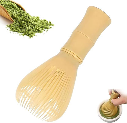 Matcha Whisk, Reusable Plastic Ceramic Matcha Whisk Easy to Clean Stirring Tool for Japanese Matcha Green Tea Ceremony (Yellow)